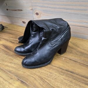 Frye Rory Black Leather Scrunch Knee High Riding Boots, Size 7.5